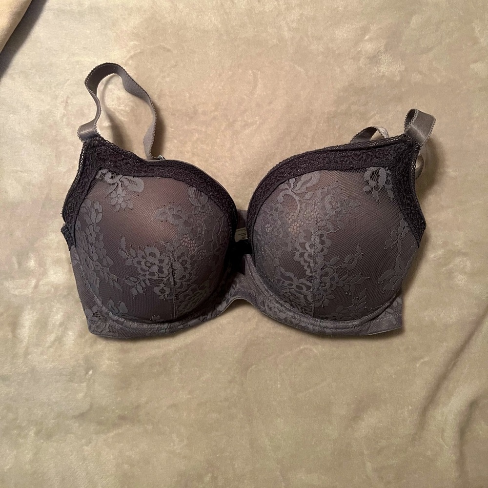 Adore Me lace bra size 36G Charcoal Gray